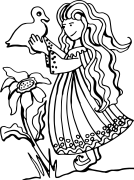 ሴት ልጅ በመስመር ላይ ቀለም